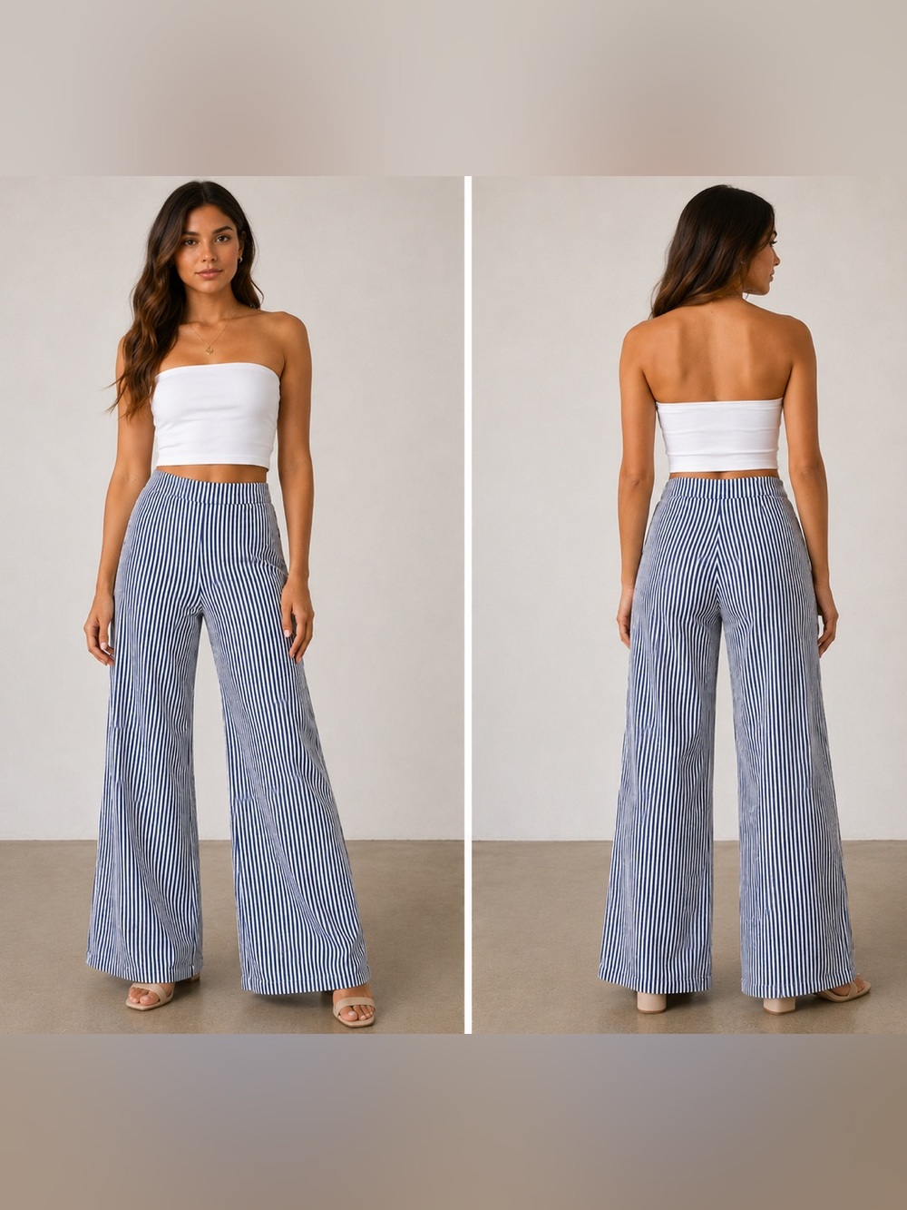 Wasabi + Mint vertical striped wide-leg lounge pants